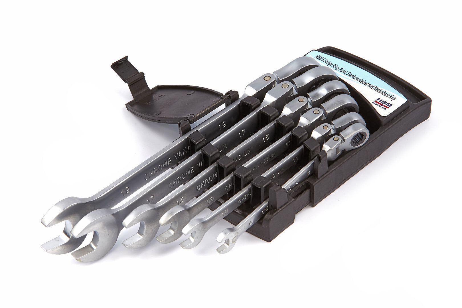 Sada kombinovaných očko-plochých kľúčov s račňou a kĺbom 6ks 8 - 19mm