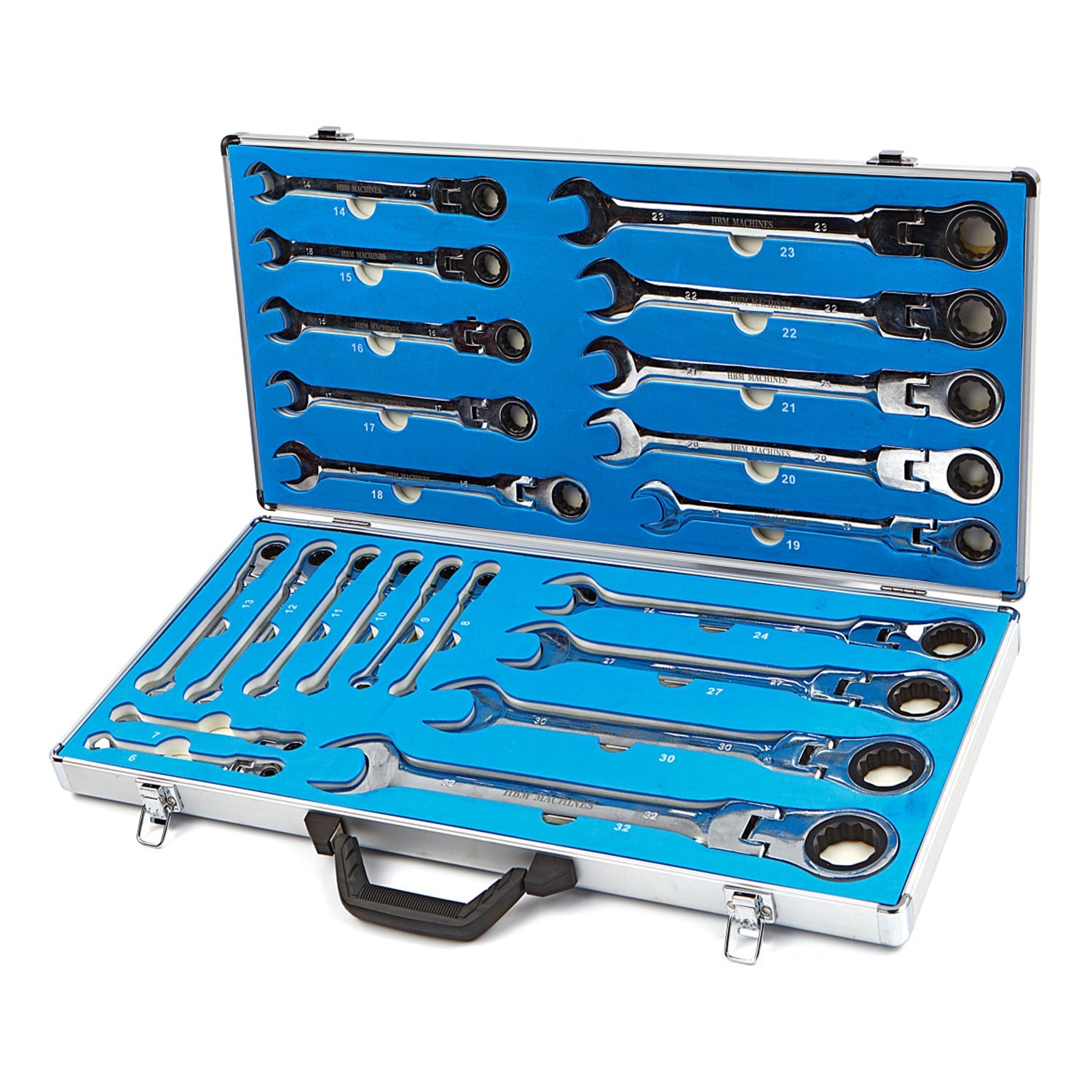 Sada kombinovaných očko-plochých kľúčov s račňou a kĺbom 22ks 6 - 32mm