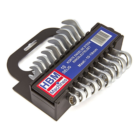 Sada extra krátkych kombinovaných kľúčov 10-19 mm