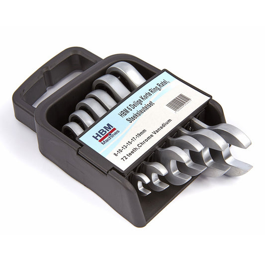 Sada extra krátkych kombinovaných kľúčov s račňou 8-19 mm 6 kusov