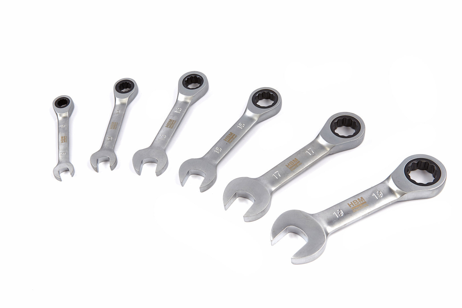 Sada extra krátkych kombinovaných kľúčov s račňou 8-19 mm 6 kusov