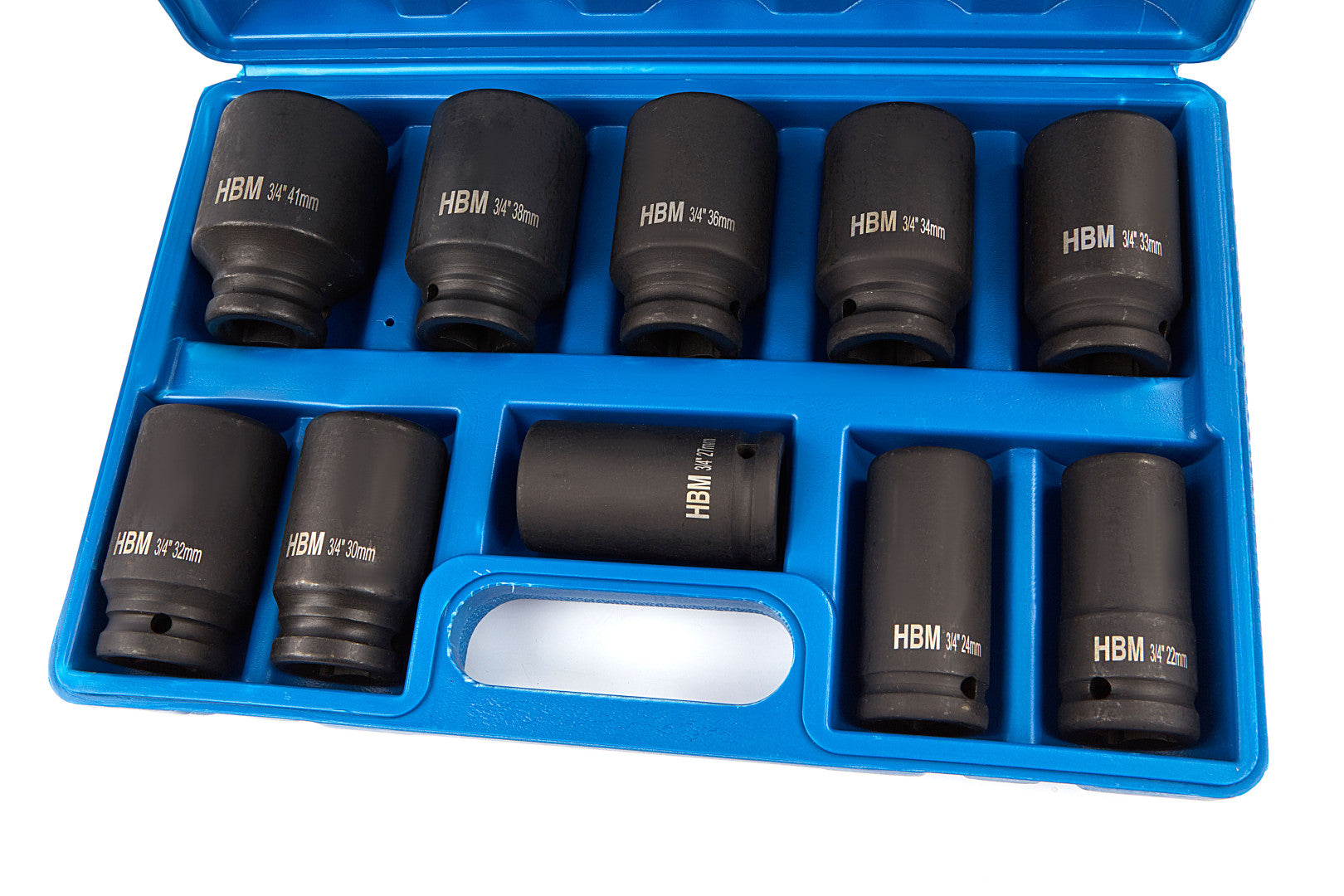 Súprava dlhých rázových nástrčných kľúčov 3/4, 22–41 mm, 10 kusov