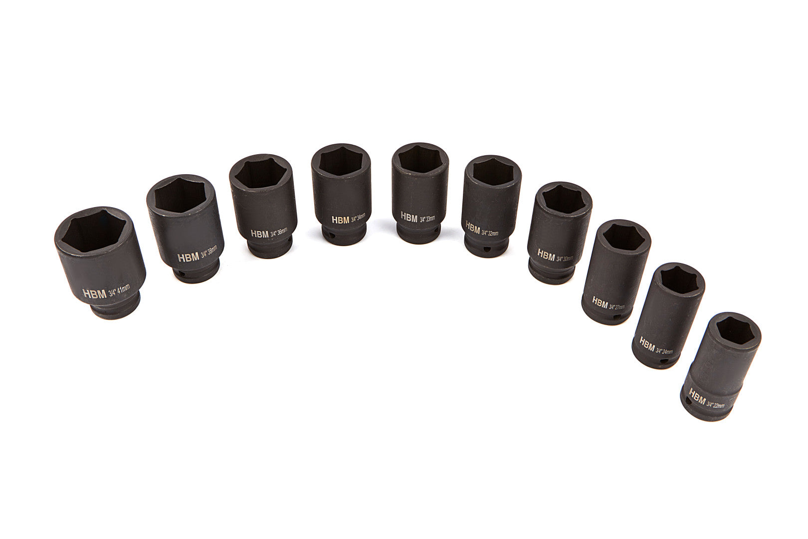 Súprava dlhých rázových nástrčných kľúčov 3/4, 22–41 mm, 10 kusov