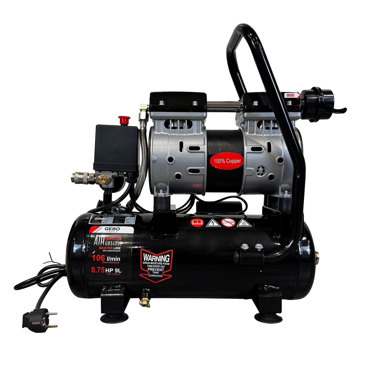 Tichý bezolejový kompresor 9l Gebo Tools