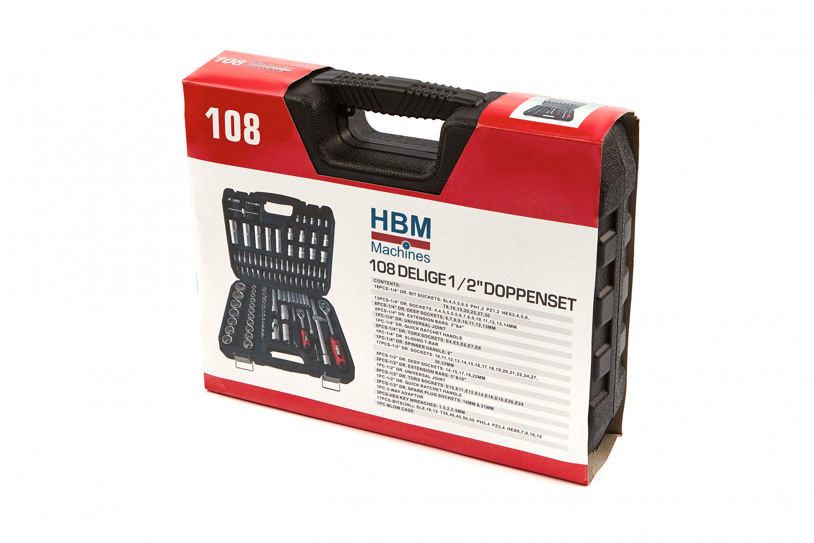 Sada nástrčných kľúčov a rační 108 kusov 1/2 a 1/4 hbm machines holandsko