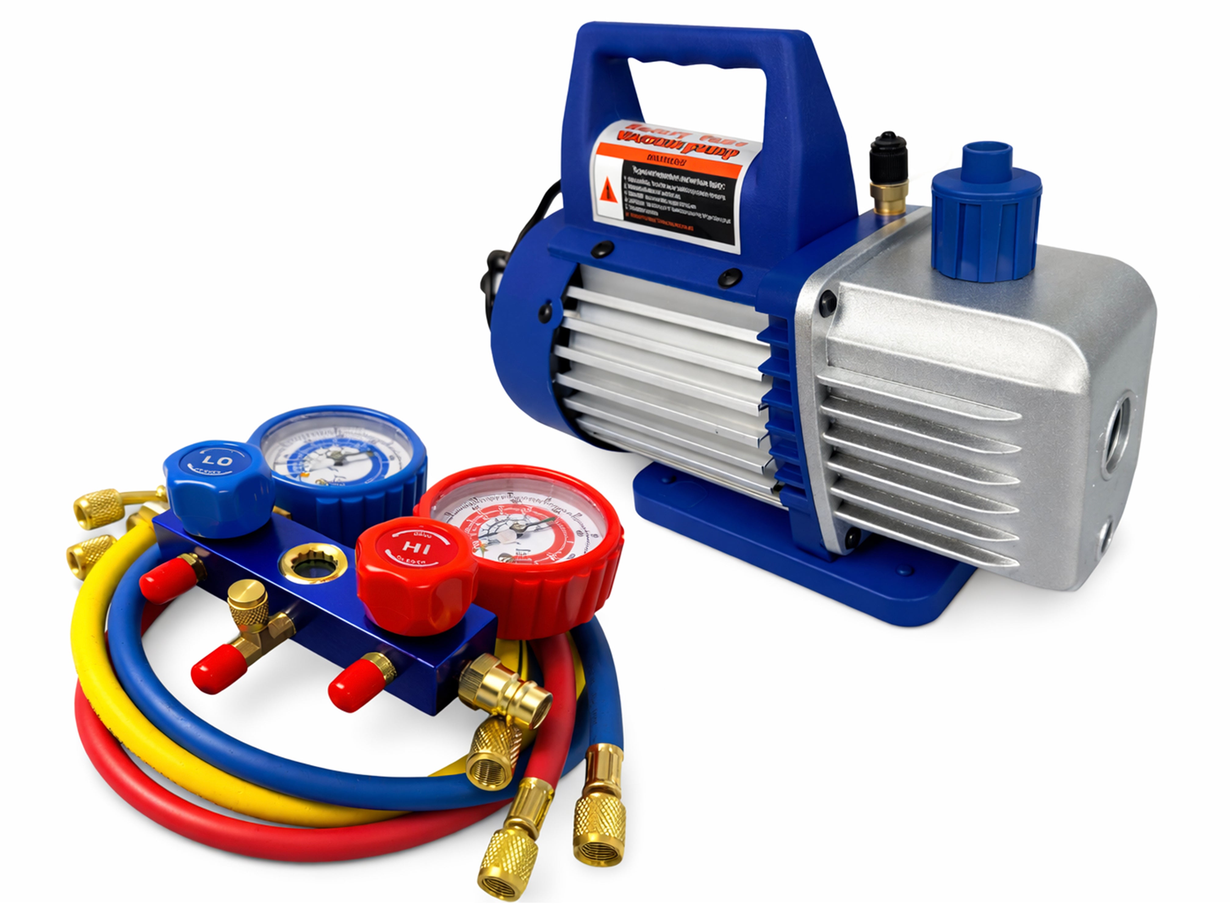 Vákuová pumpa pre klimatizáciu, jednostupňová, s manometrom, s 2 portmi, 60l/min, Gebo Tools