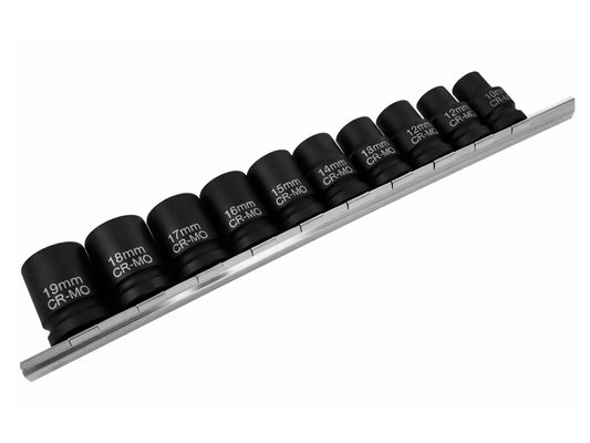 Sada krátkych rázových nástrčných hlavíc - kľúčov, 1/2'', 12-hran, 10ks, Gebo Tools