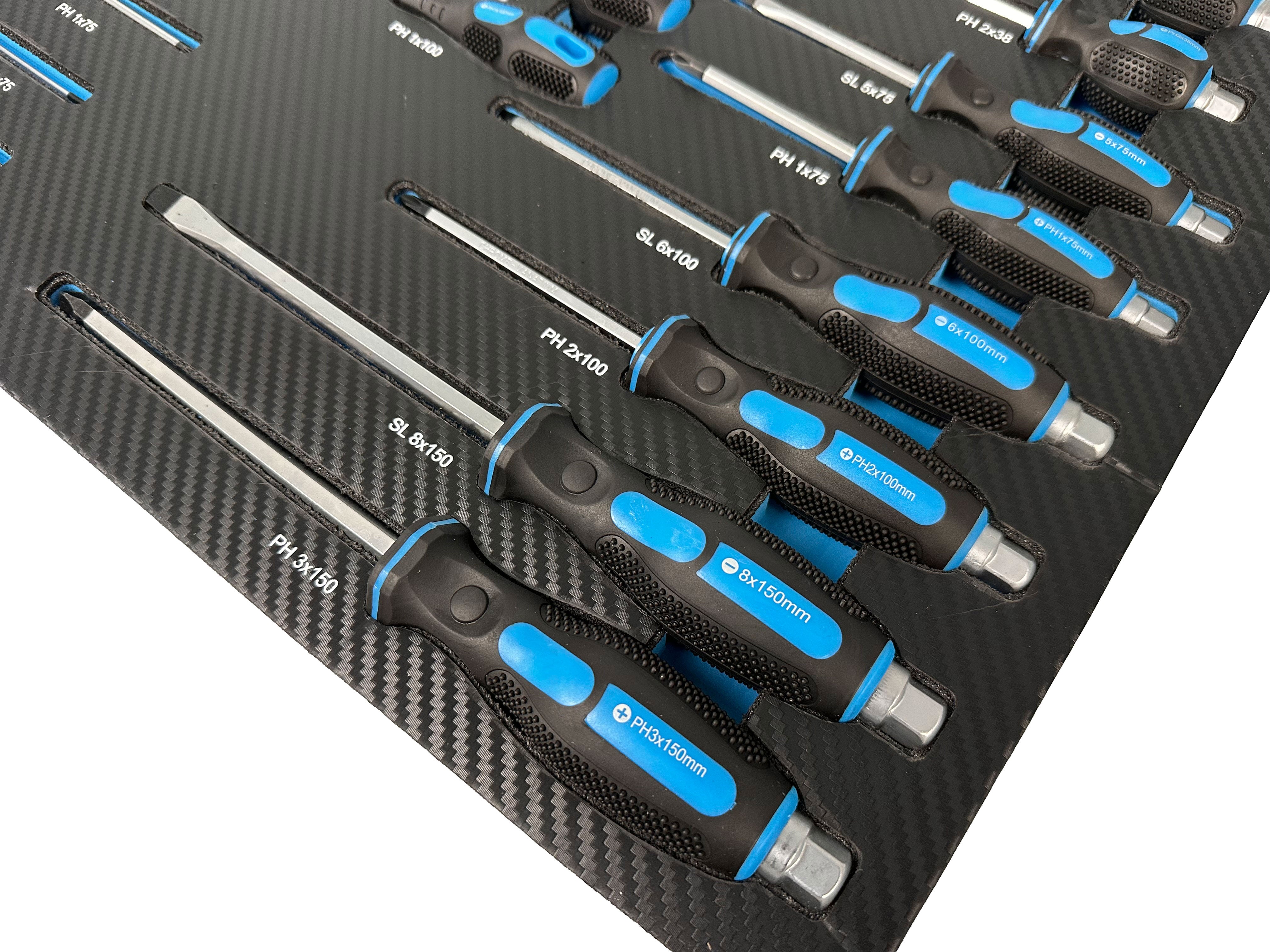 Vložka do skrinky s profesionálnymi skrutkovačmi, 21ks Gebo Tools