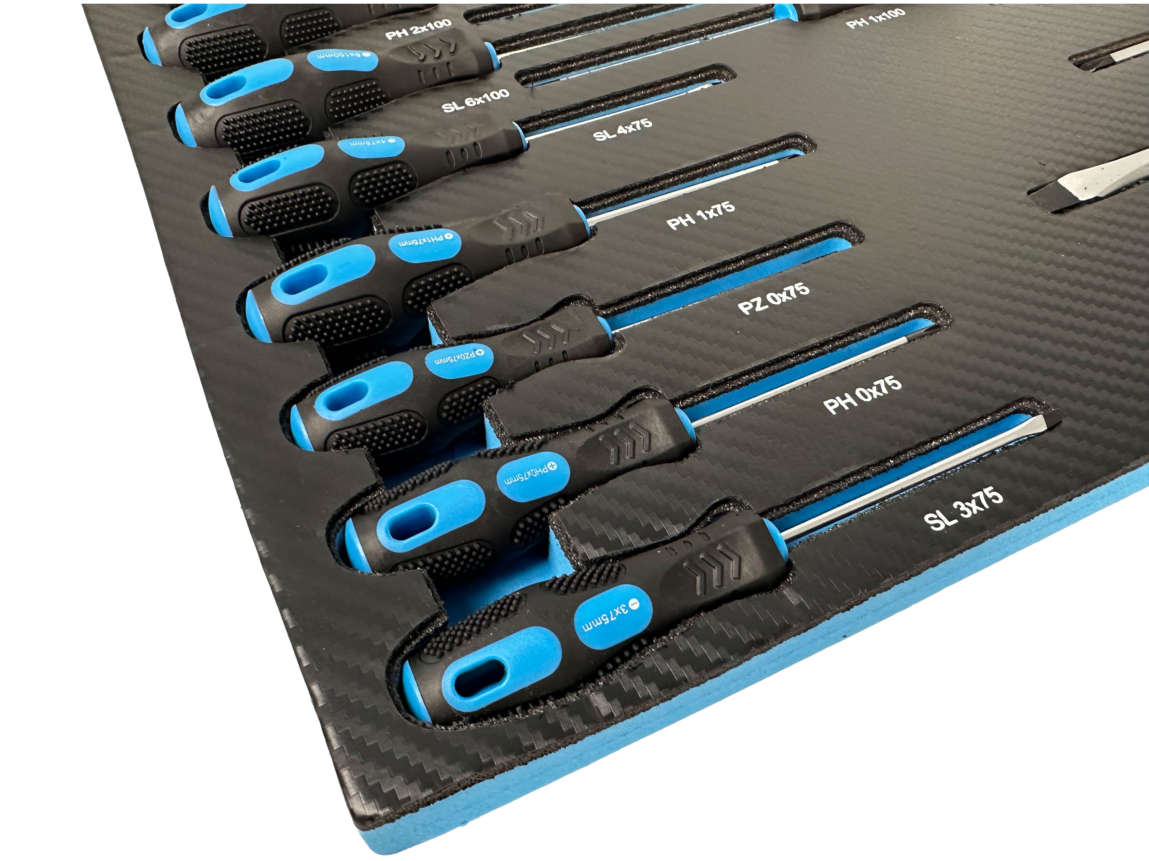 Vložka do skrinky s profesionálnymi skrutkovačmi, 21ks Gebo Tools