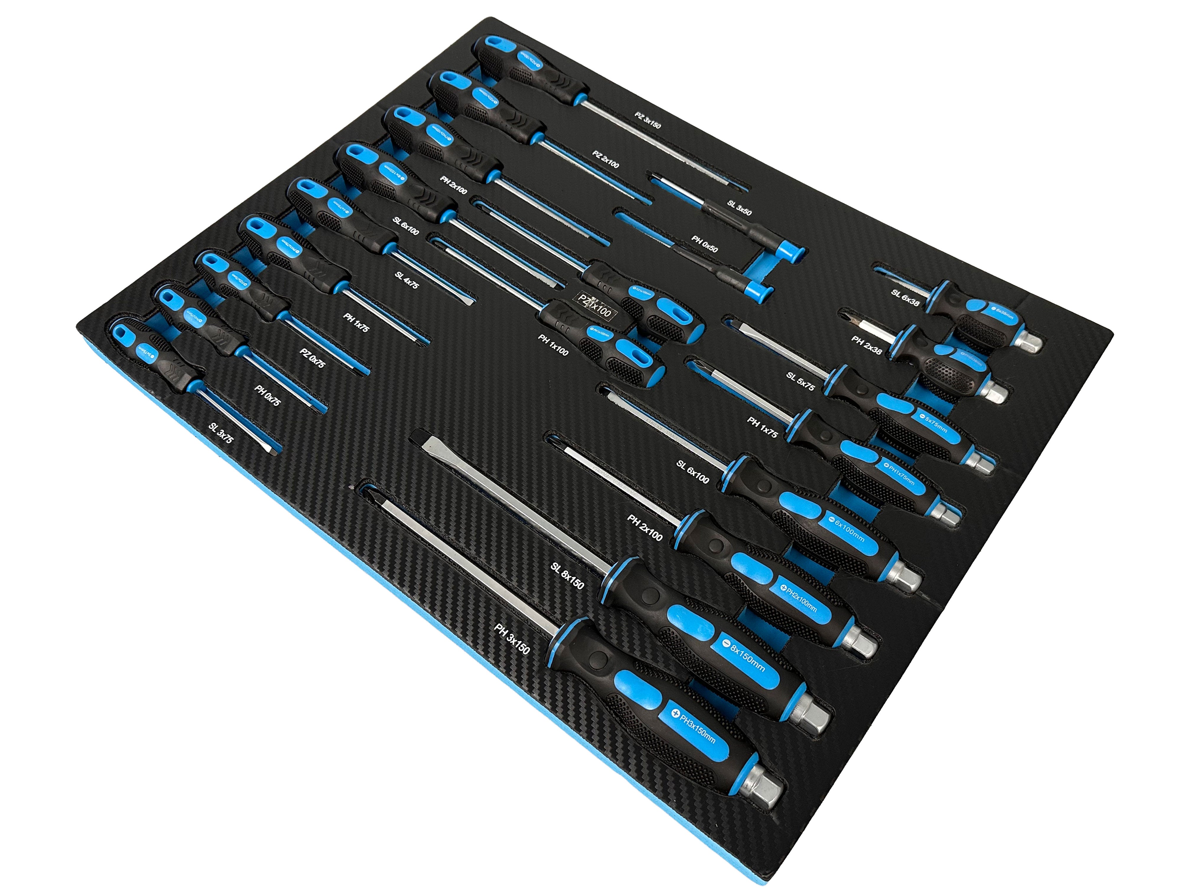 Vložka do skrinky s profesionálnymi skrutkovačmi, 21ks Gebo Tools