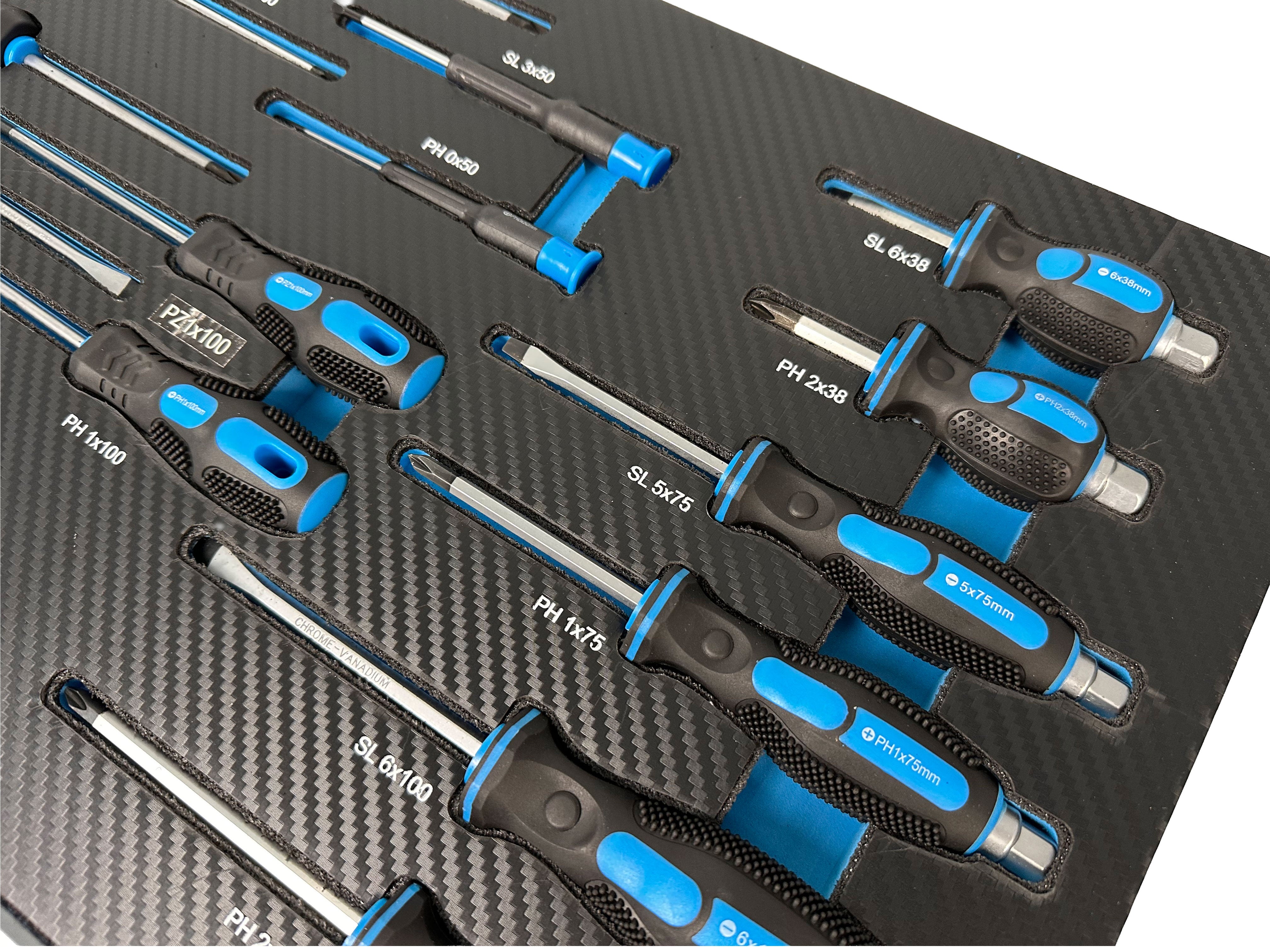 Vložka do skrinky s profesionálnymi skrutkovačmi, 21ks Gebo Tools