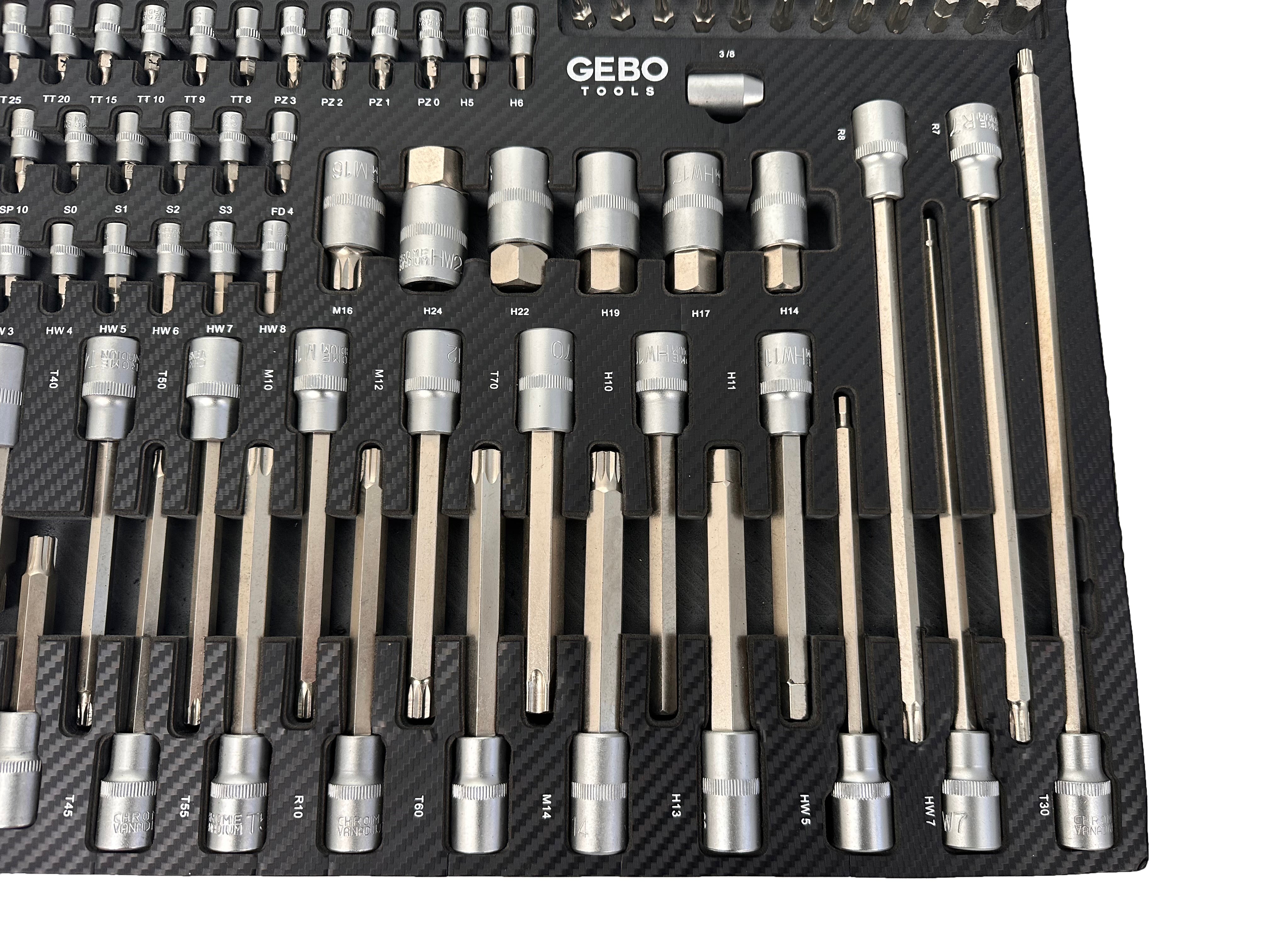 Penová výplň - vložka do skrinky so sadou bitov 101ks, Gebo Tools
