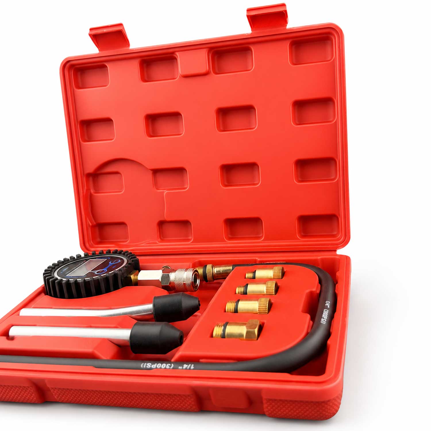 Tester kompresie - kompresiometer benzínových motorov s digitálnym manometrom 8ks Gebo Tools