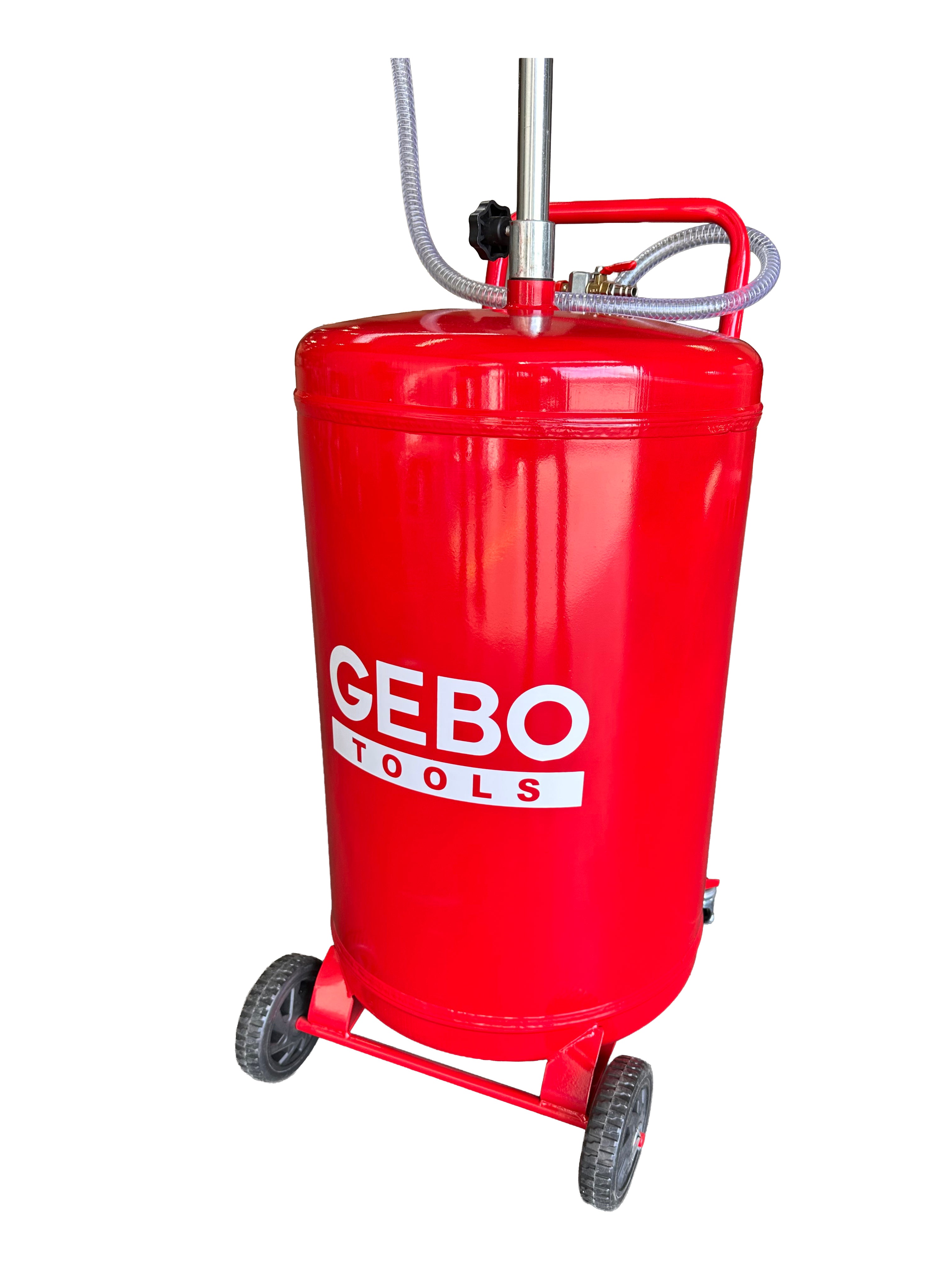 Pneumatická odsávačka oleja 70l, zberná nádoba na olej 10l, vypúšťanie 6 – 8 bar, nastaviteľná výsuvná trubica, Gebo Tools