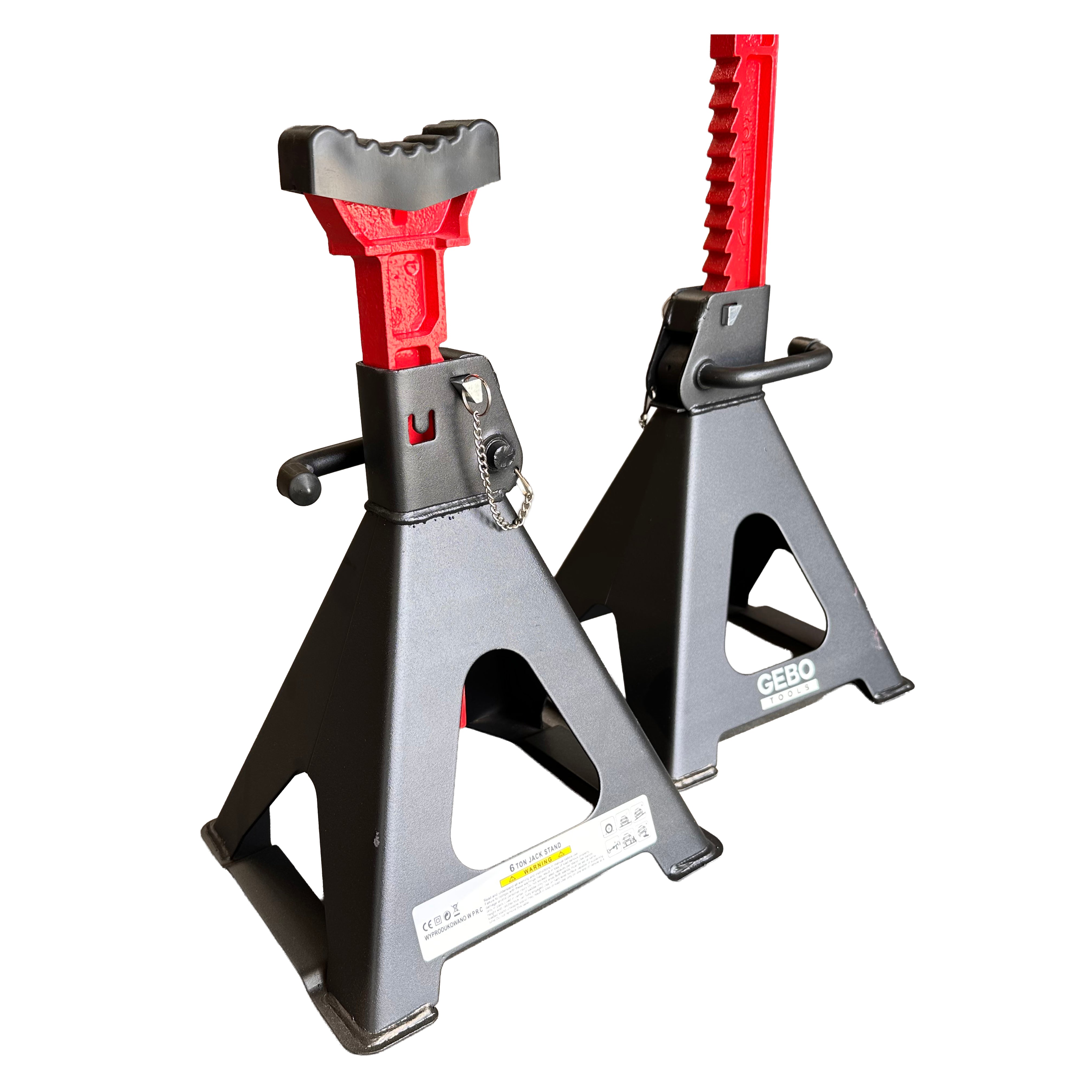 Podpery 2ks, 6t, 39 - 60cm, s dvojitým zabezpečením a gumovou podložkou, Gebo Tools
