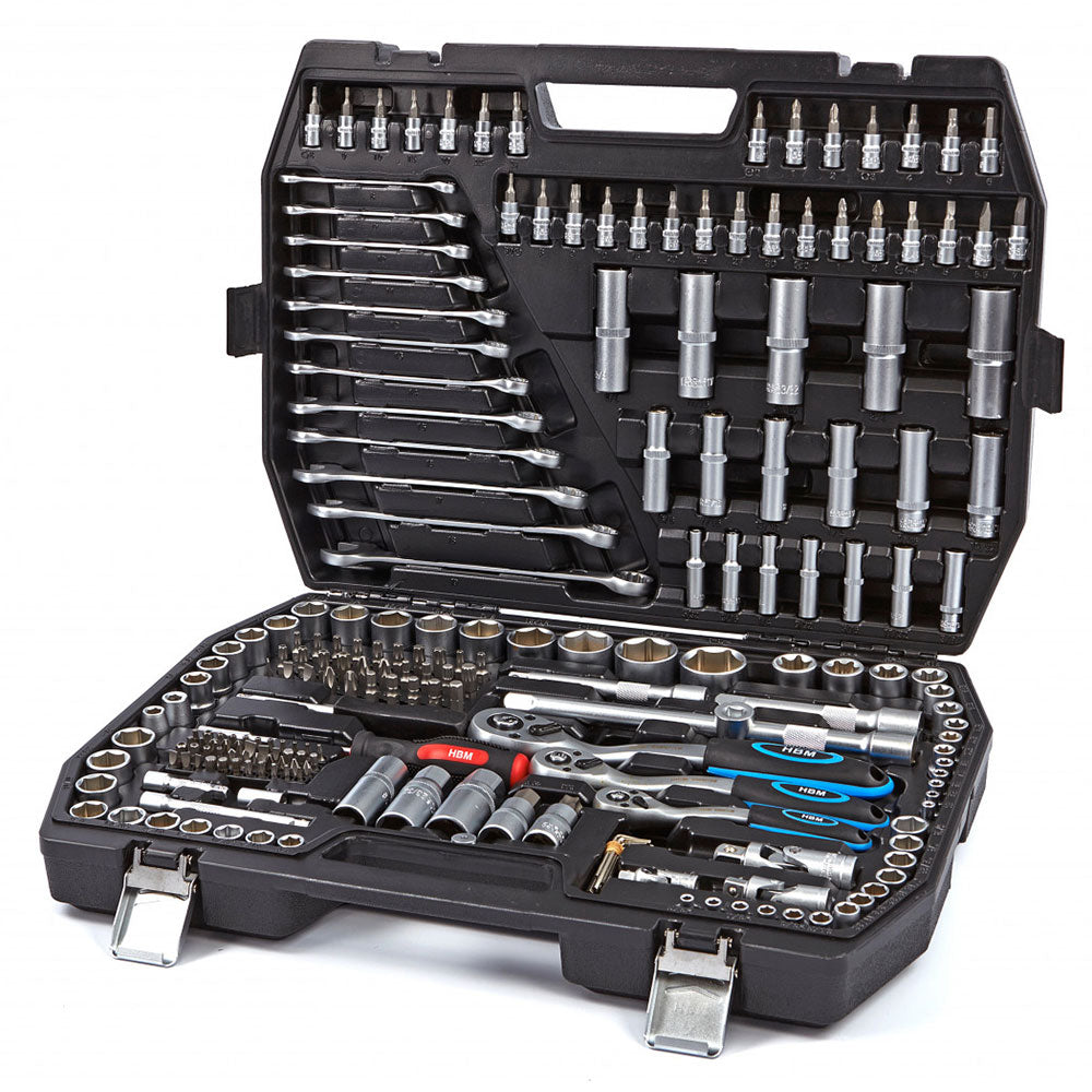 Profesionálna sada náradia s nástrčnými kľúčmi a račňami 1/2'' 3/8'' 1/4'', 216ks HBM Holandsko