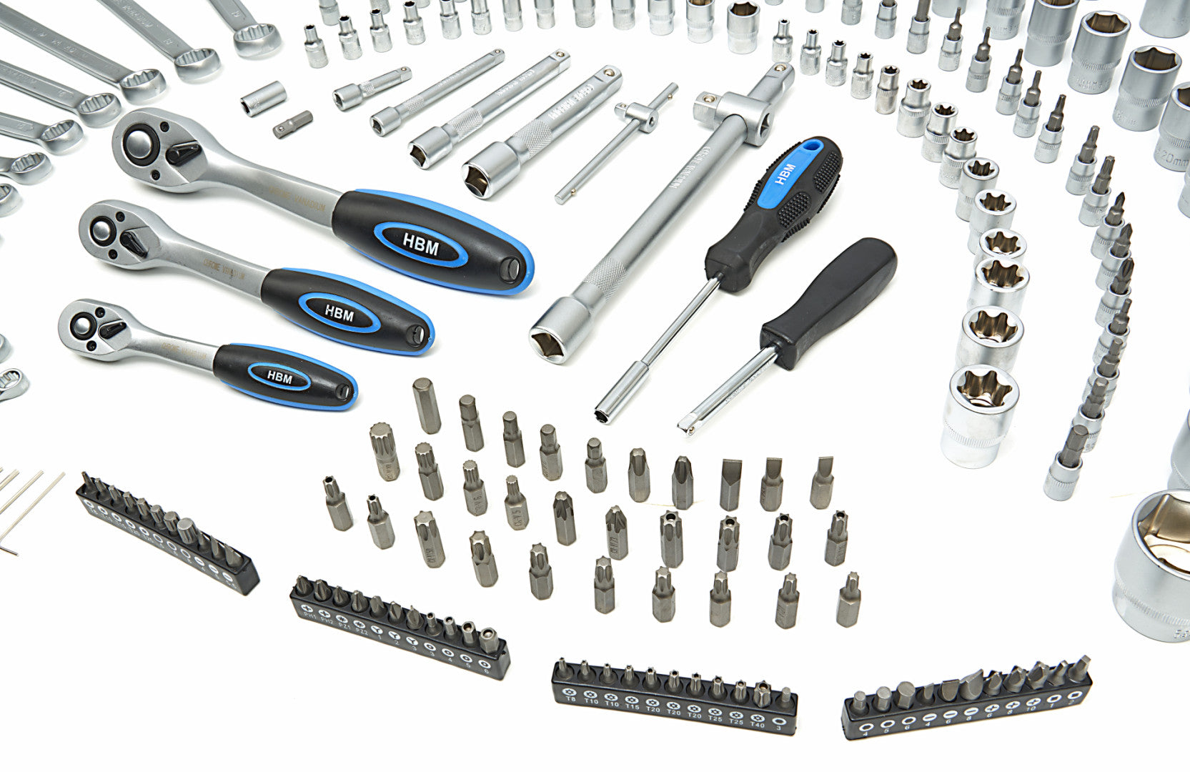 Profesionálna sada náradia s nástrčnými kľúčmi a račňami 1/2'' 3/8'' 1/4'', 216ks HBM Holandsko