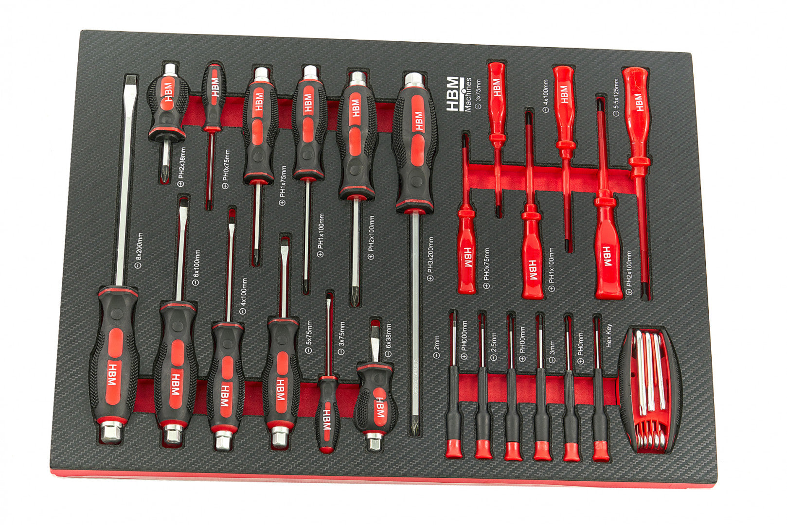 Sada náradia do zásuvky - 4 vložky, 154 dielov, rozmery: 39 × 54,5cm HBM Machines Holandsko