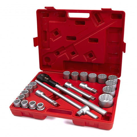 Súprava dvanásťhranných nástrčiek s račňou 3/4, 19–50 mm, 22 kusov