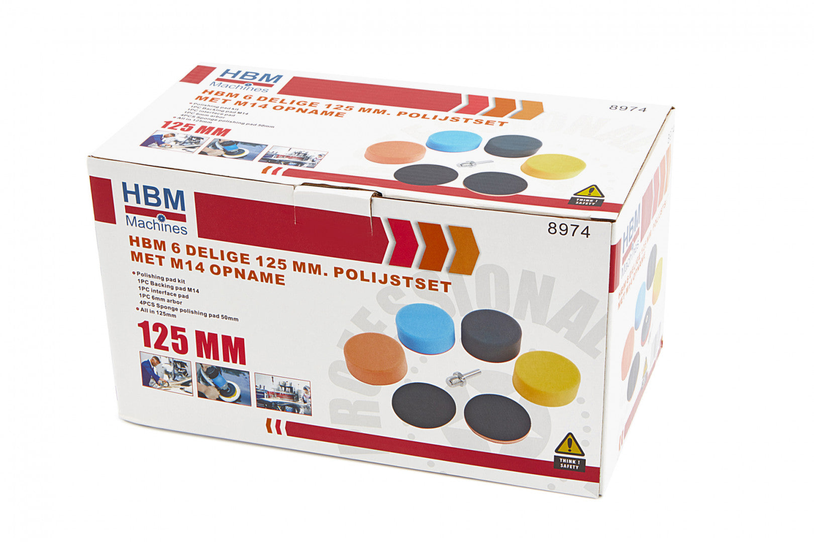 Sada 6 náhradných leštiacich špongií HBM pre leštičku, 125mm M14 HBM Machines Holandsko