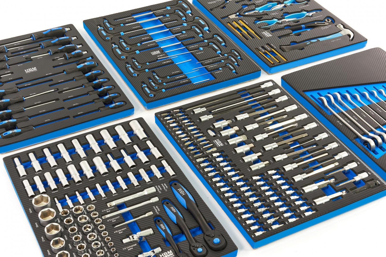 Profesionálna skrinka - dielenský vozík s náradím, so 7 zásuvkami, 245ks náradia, 6 vložiek carbon - HBM Holandsko, premium