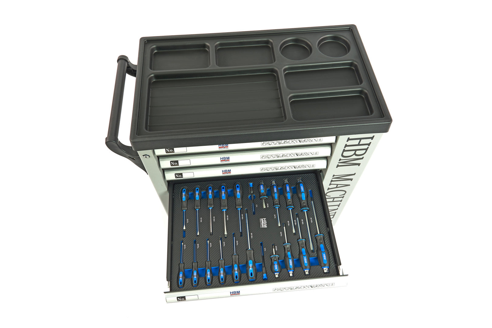 Profesionálna skrinka - dielenský vozík s náradím, so 7 zásuvkami, 245ks náradia, 6 vložiek carbon - HBM Holandsko, premium