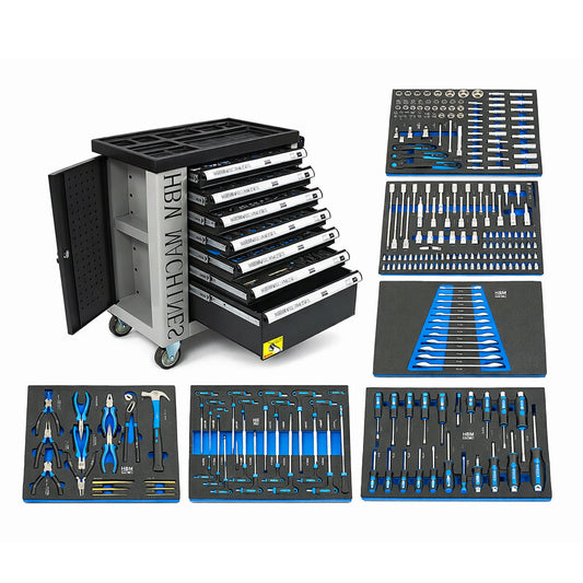 Profesionálna skrinka - dielenský vozík s náradím, so 7 zásuvkami, 245ks náradia, 6 vložiek carbon - HBM Holandsko, premium
