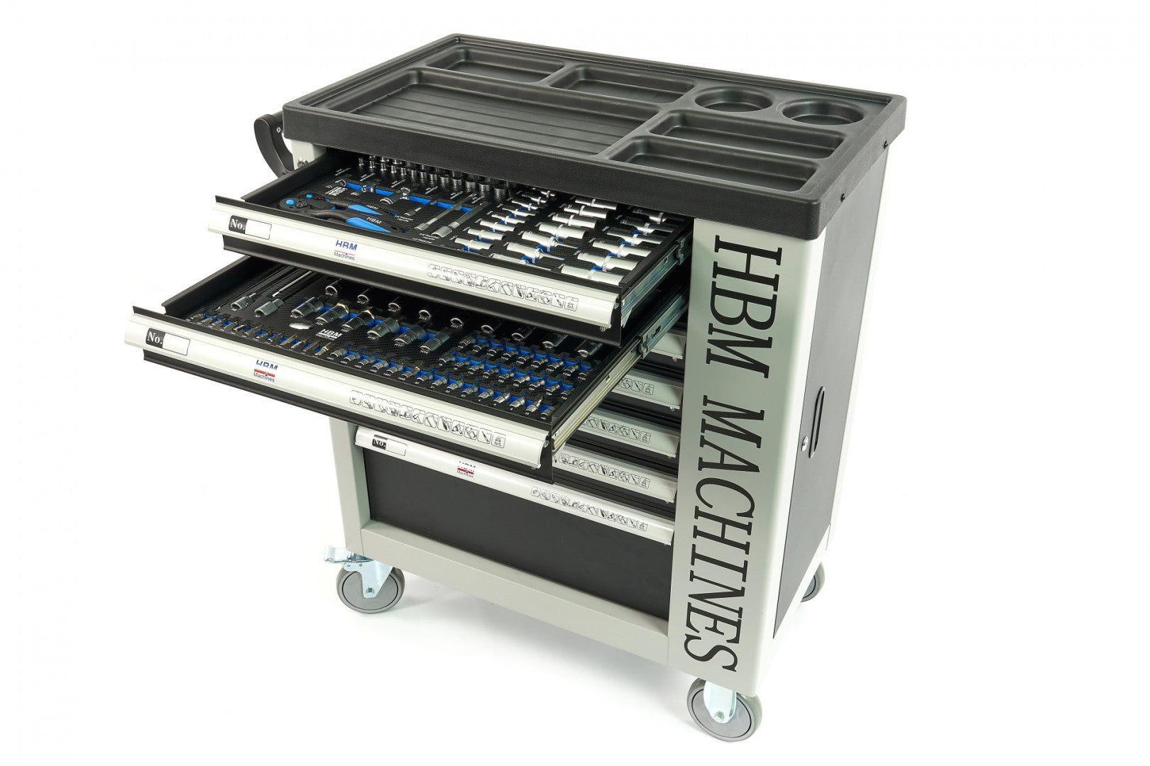 Profesionálna skrinka - dielenský vozík s náradím, so 7 zásuvkami, 245ks náradia, 6 vložiek carbon - HBM Holandsko, premium