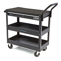 Dielenský vozík, 3 police, zásuvka, čierny HBM