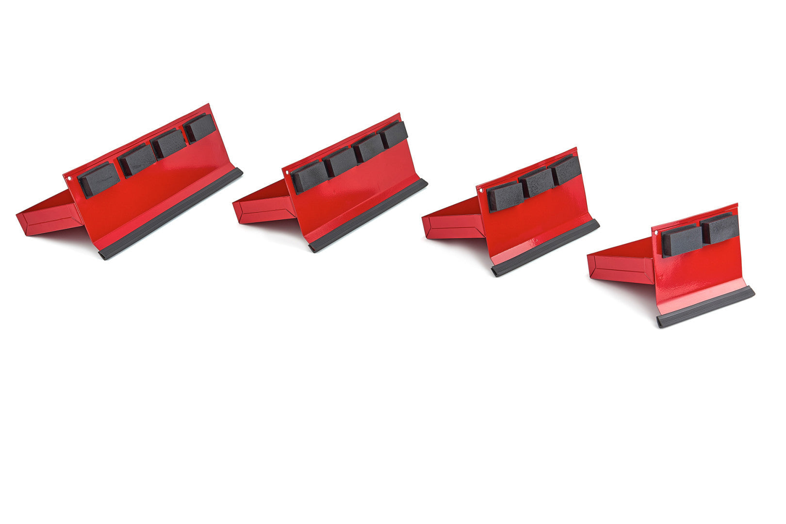 Sada 4 magnetických políc na skrinku na náradie, červená