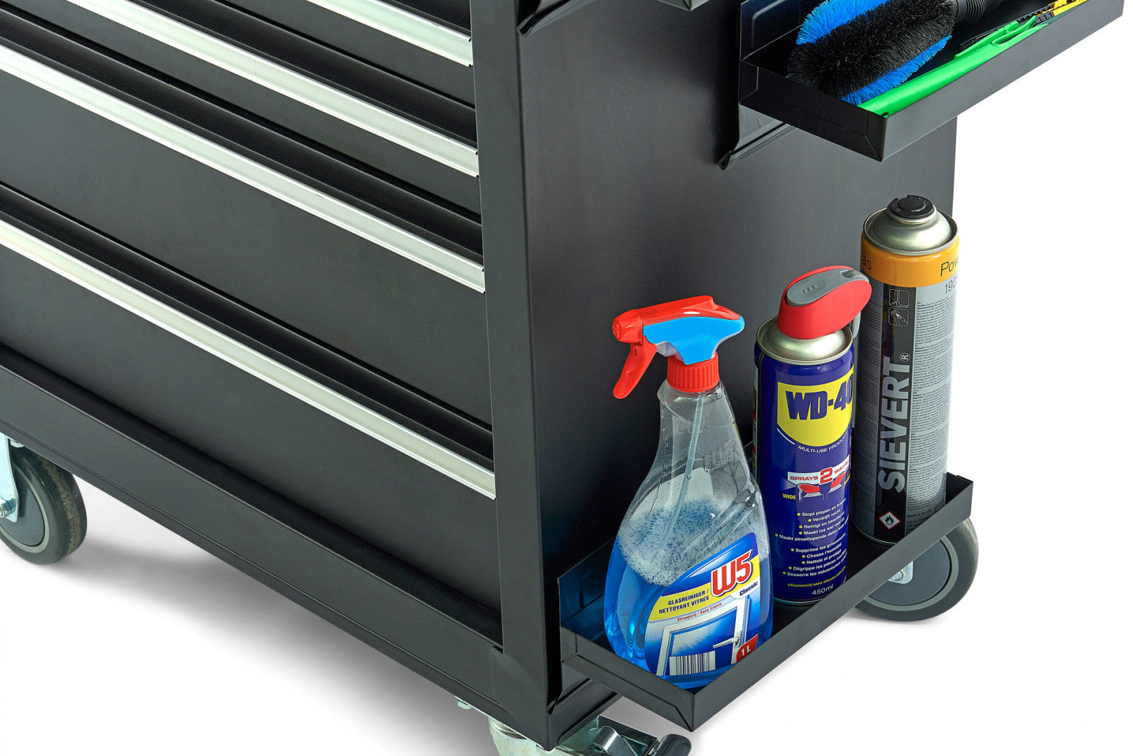 Sada 4ks magnetických políc na vozík na náradie - čierna, bočné usporiadanie, univerzálne, HBM Holandsko