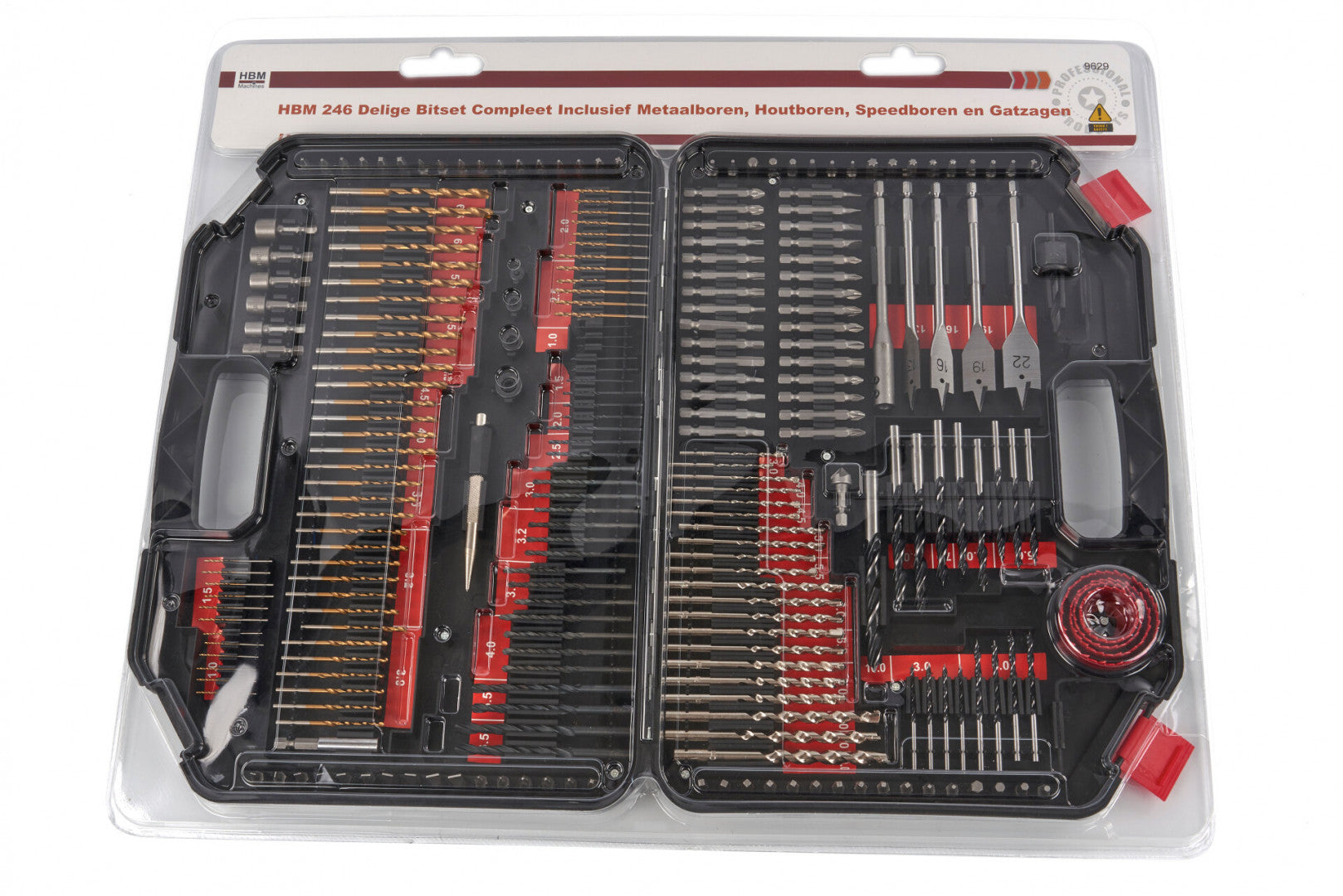 Súprava bitov, vrtákov, vykružovacích korún a fréz na drevo, kov, murivo – 246 kusov