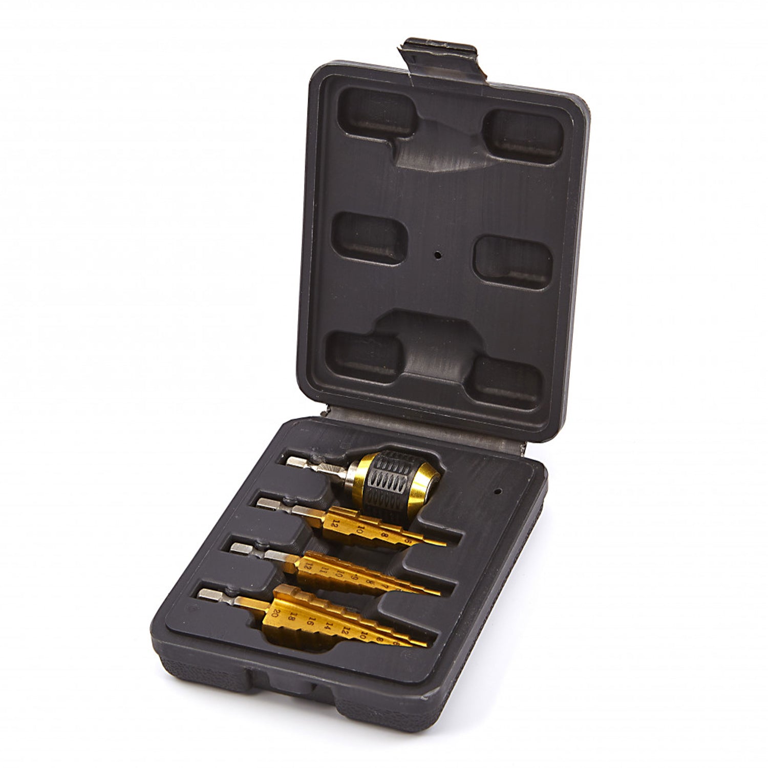 Sada stupňovitých vrtákov 4 kusy