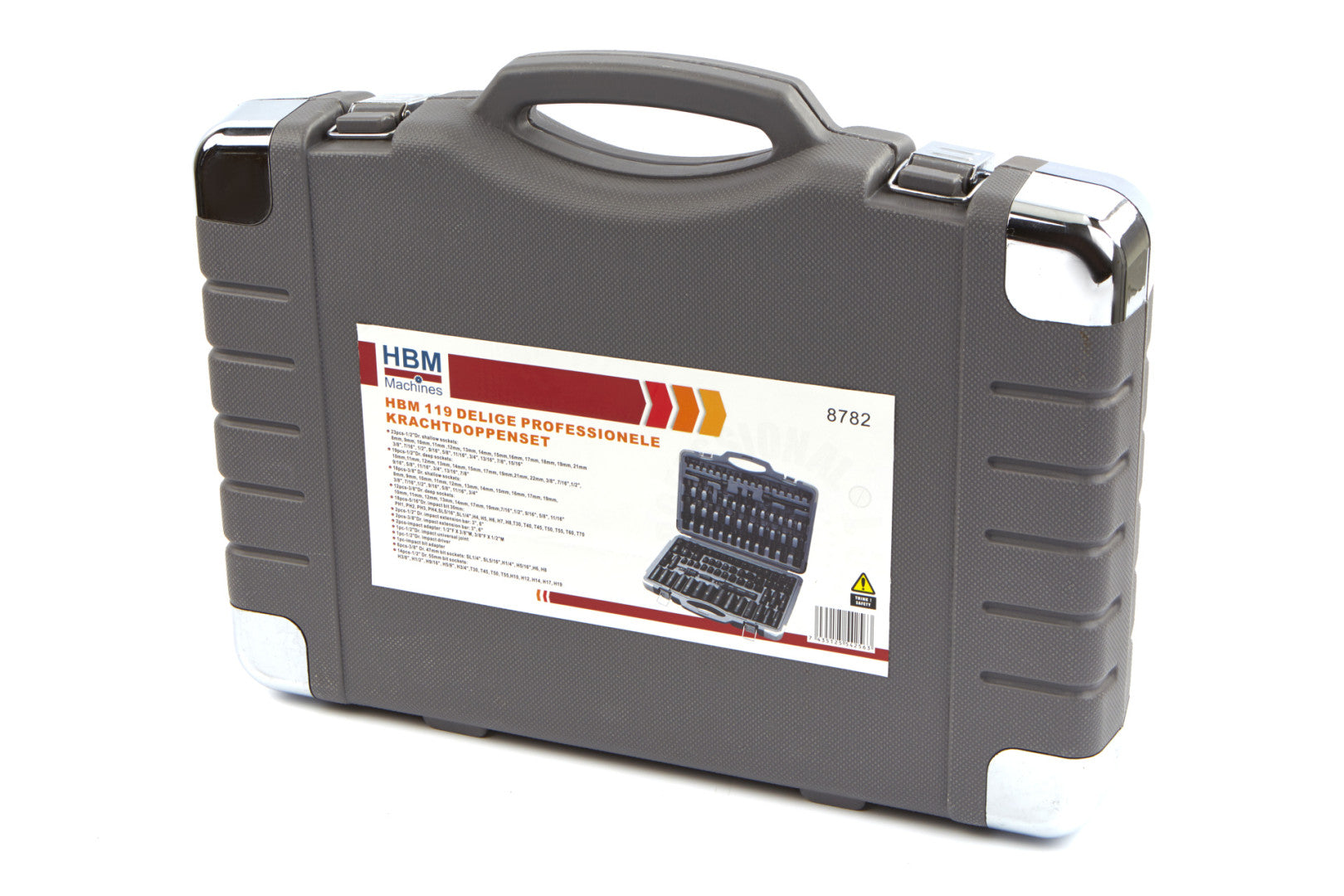 Súprava nástrčiek, bitov, nadstavcov a skrutkovača na nárazy, metrické a palcové, 119 kusov
