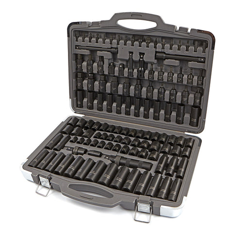 Súprava nástrčiek, bitov, nadstavcov a skrutkovača na nárazy, metrické a palcové, 119 kusov