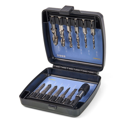 Sada 14 vrtákov, závitníkov a bitov