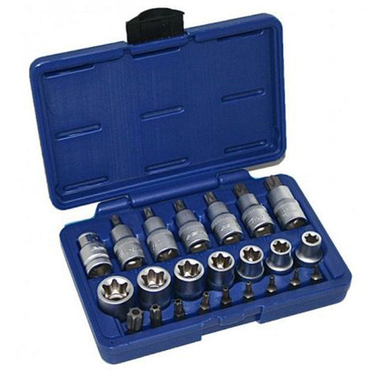 Súprava nástrčných kľúčov a bitov torx profil e, 1/2, 23 kusov