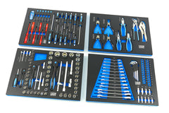 Sada 4ks vložiek s náradím do zásuvky - 154 dielov, modrá verzia