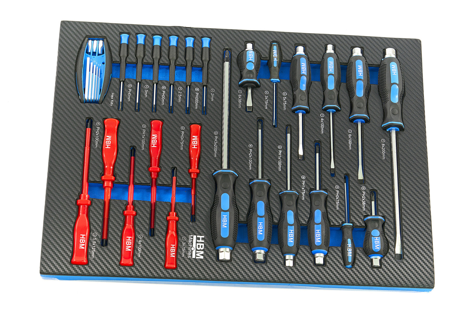 Sada 4ks vložiek s náradím do zásuvky - 154 dielov, modrá verzia