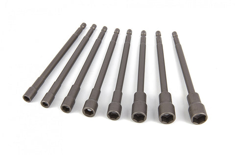 Sada extra dlhých nástrčných kľúčov 150 mm 8 kusov s uchytením do vŕtačky