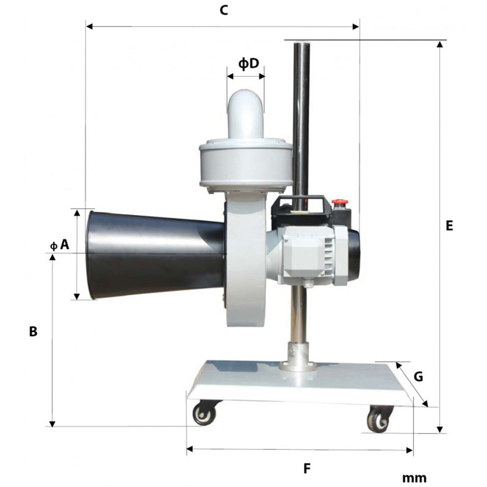 Mobilný odsávač výfukových plynov 4m 0,55kW 380V