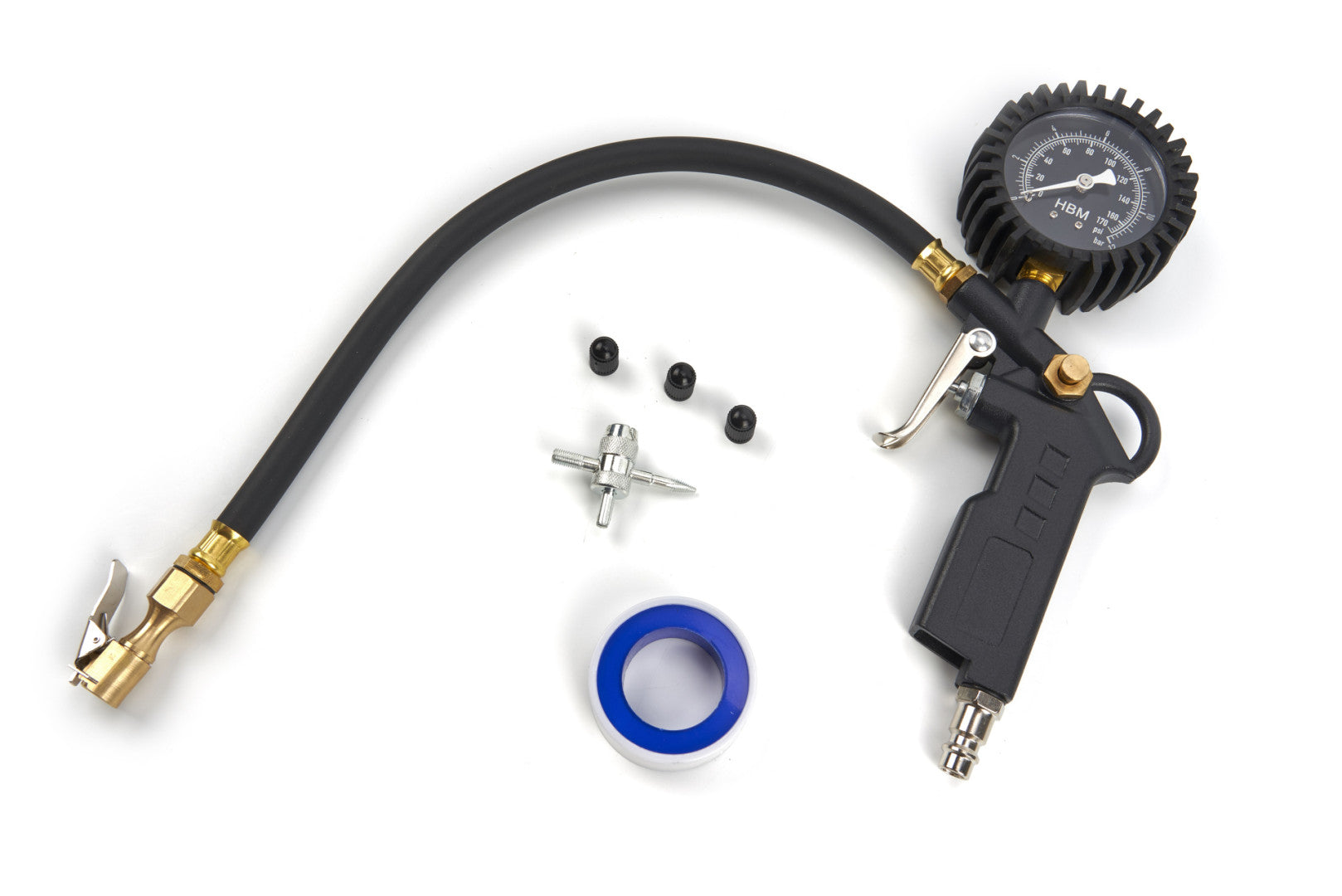 Pištoľ na hustenie pneumatík s manometrom súrava 8 dielov HBM Machines Holandsko