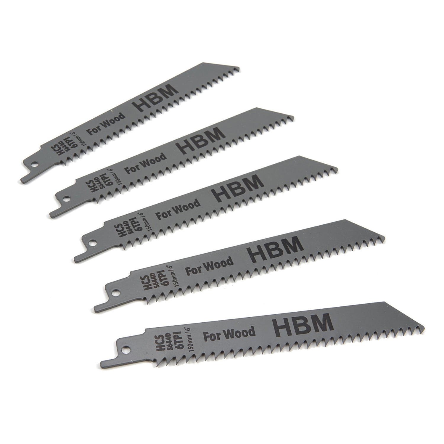 Sada 5 pílových listov na drevo pre priamočiaru pílu 150mm, 6 TPI