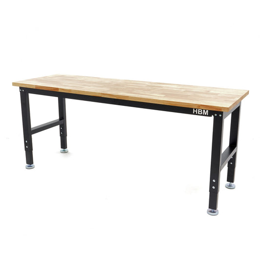 Výškovo nastaviteľný pracovný stôl s masívnou drevenou doskou 182cm HBM