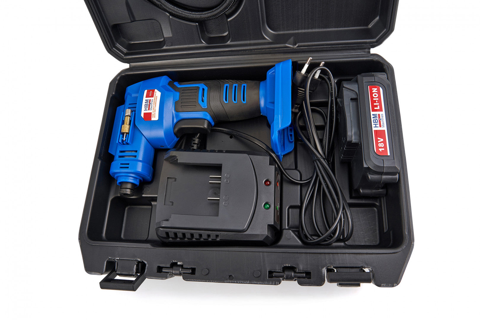 Kompresor na hustenie pneumatík s LED osvetlením a akumulátorom 18 V