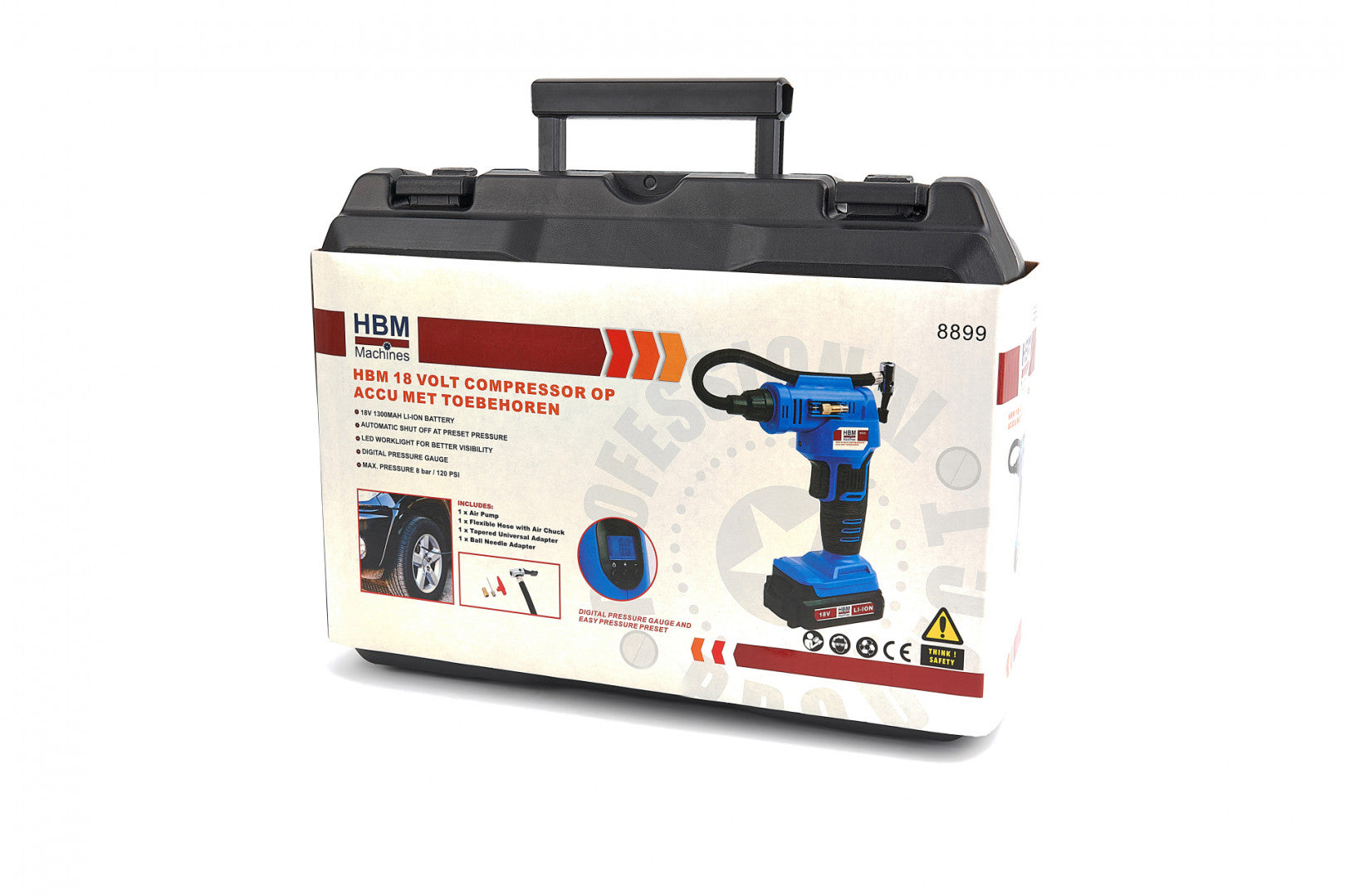 Kompresor na hustenie pneumatík s LED osvetlením a akumulátorom 18 V