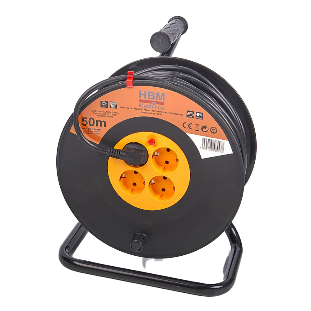 Bubnový predlžovací kábel - bubnová predlžovačka 3 x 1,5mm, 50m