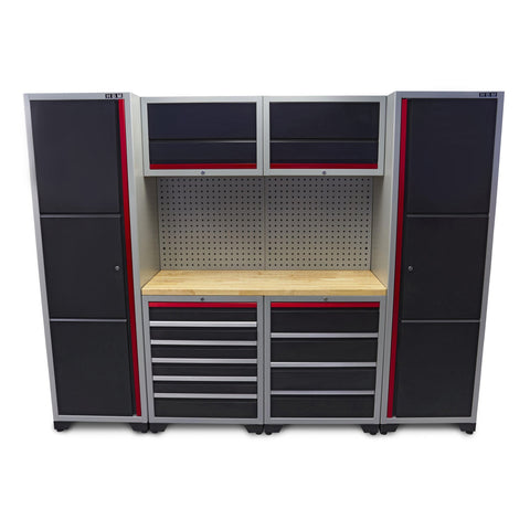 Zostava profesionálneho dielenského nábytku sada 9 dielov 263 × 51 × 204cm HBM