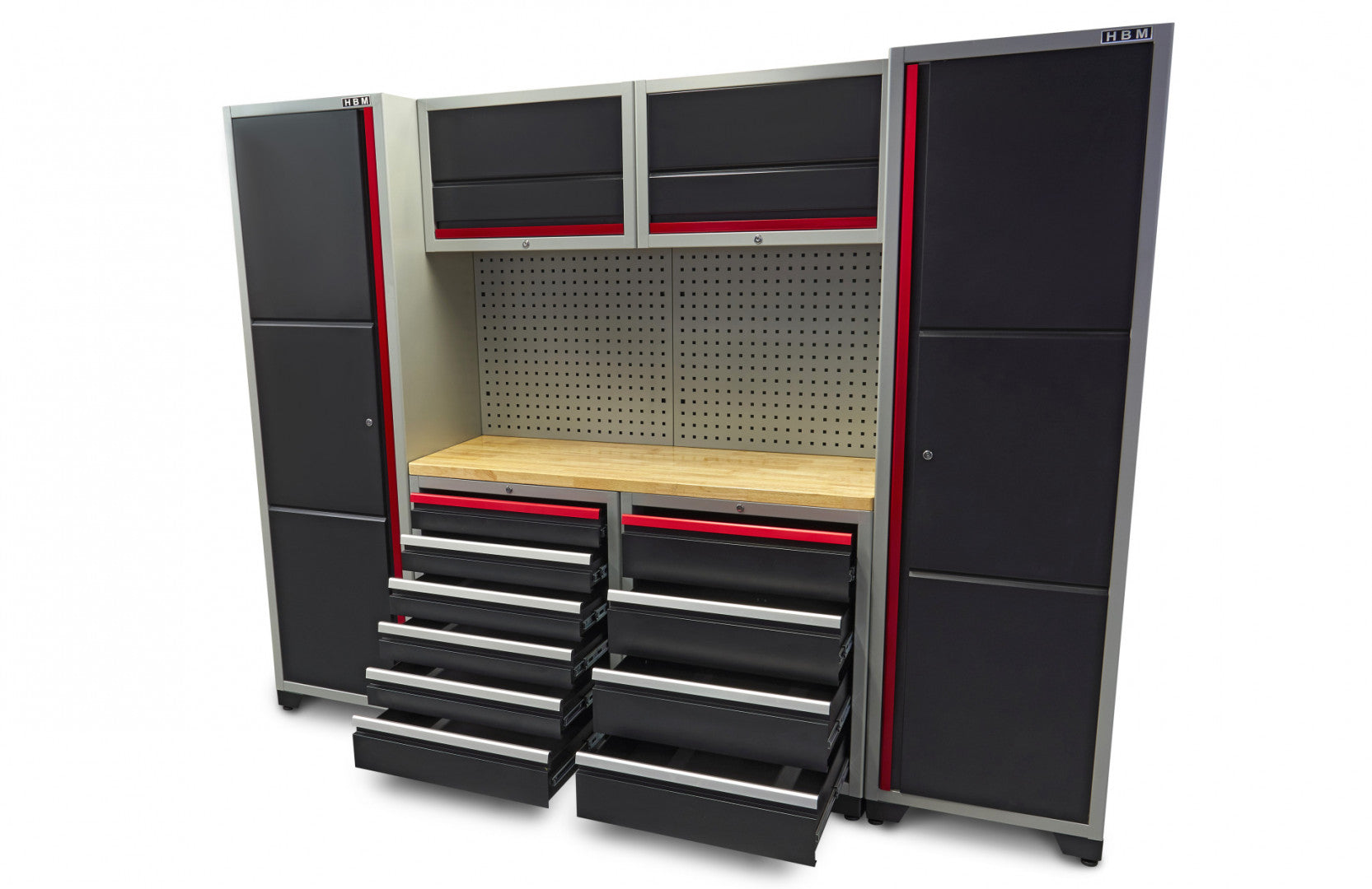 Zostava profesionálneho dielenského nábytku sada 9 dielov 263 × 51 × 204cm HBM