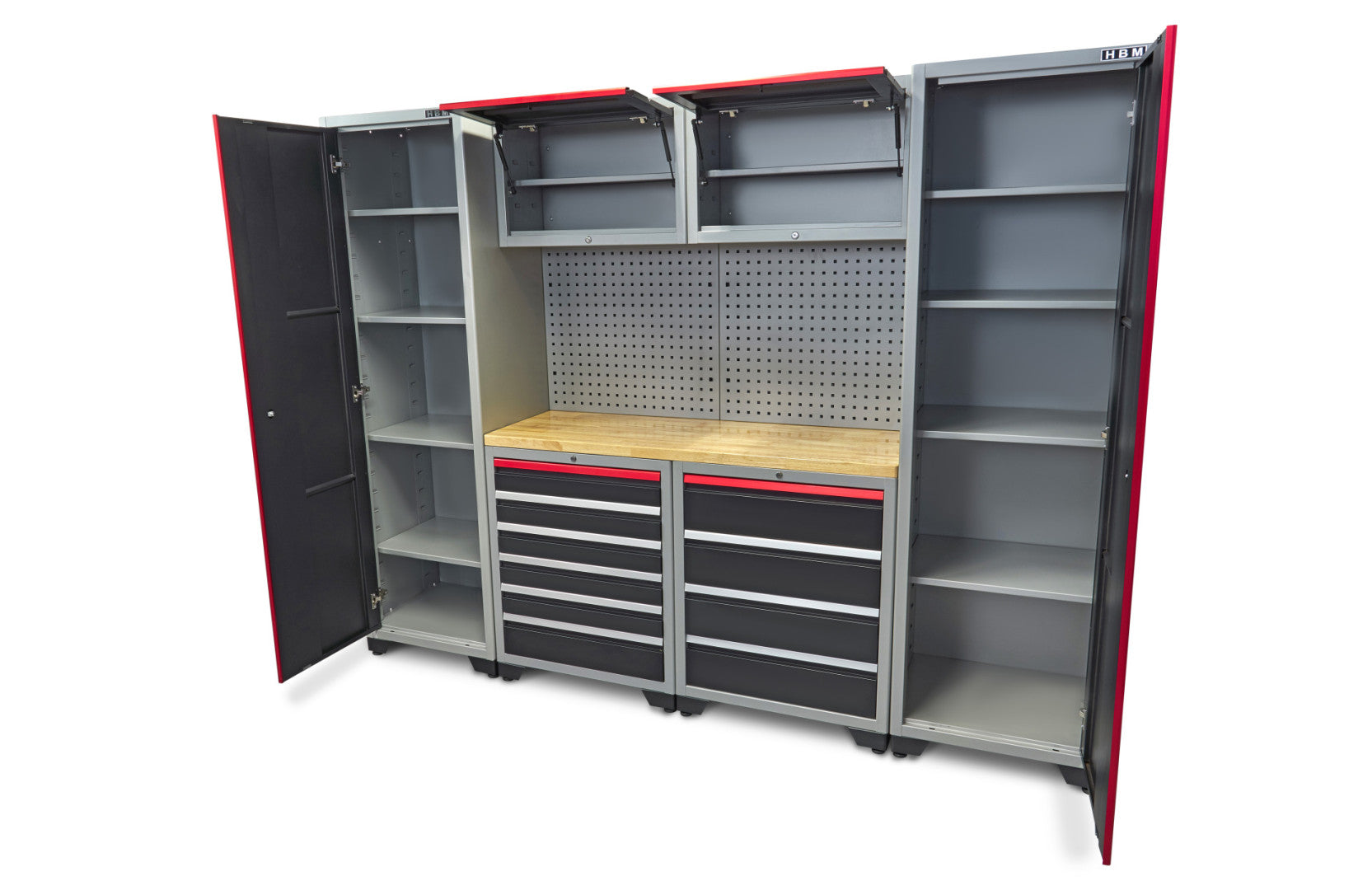 Zostava profesionálneho dielenského nábytku sada 9 dielov 263 × 51 × 204cm HBM